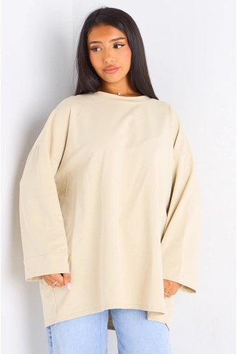 T-shirt mi-long beige