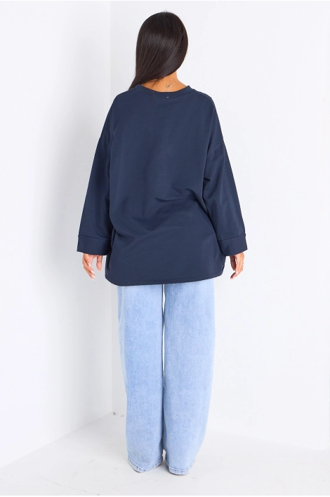 T-shirt mi-long bleu marine