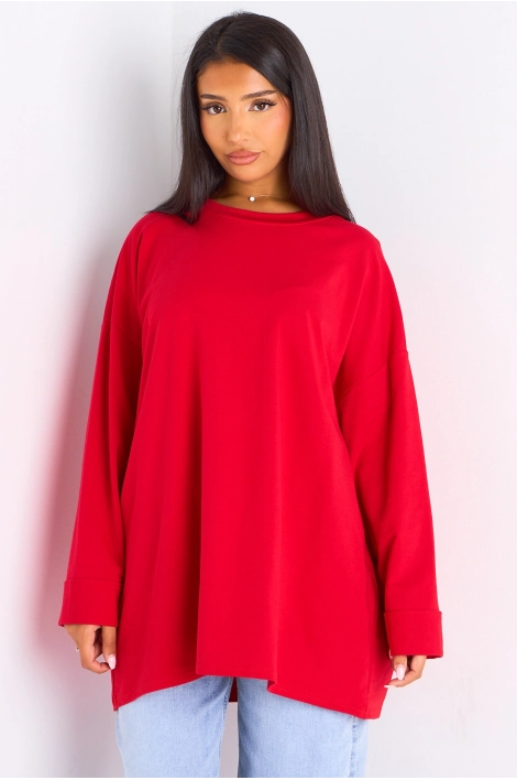 T-shirt mi-long rouge