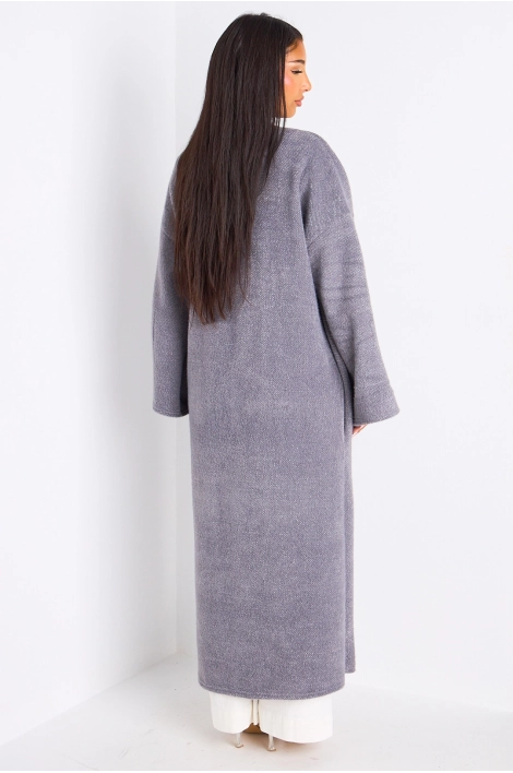 Cardigan gris long à coupe fluide et ouverte
