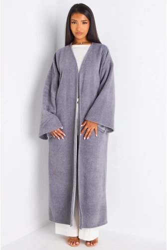 Cardigan gris long à coupe fluide et ouverte