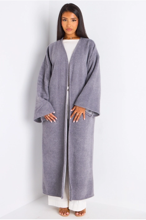Cardigan gris long à coupe fluide et ouverte
