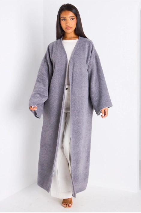 Cardigan gris long à coupe fluide et ouverte