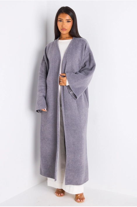 Cardigan gris long à coupe fluide et ouverte