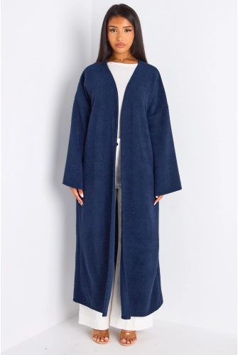 Cardigan bleu marine long à coupe fluide et ouverte