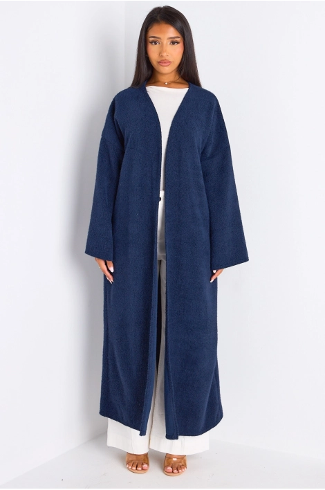 Cardigan bleu marine long à coupe fluide et ouverte