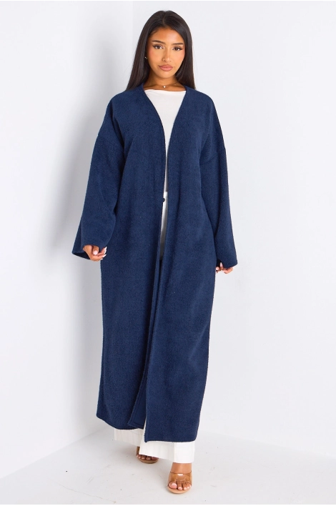 Cardigan bleu marine long à coupe fluide et ouverte