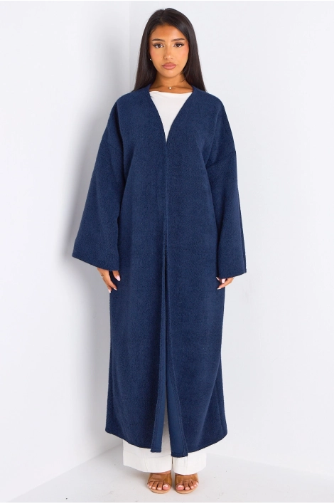 Cardigan bleu marine long à coupe fluide et ouverte