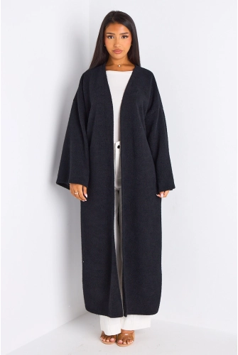 Cardigan noir long à coupe fluide et ouverte