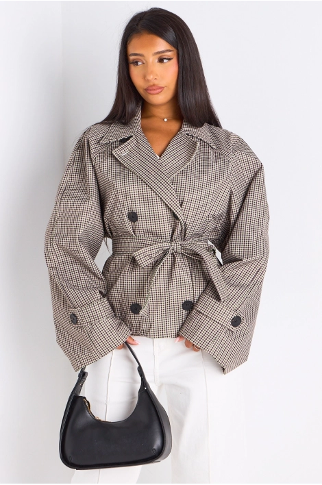 Manteau à carreaux de couleur vert