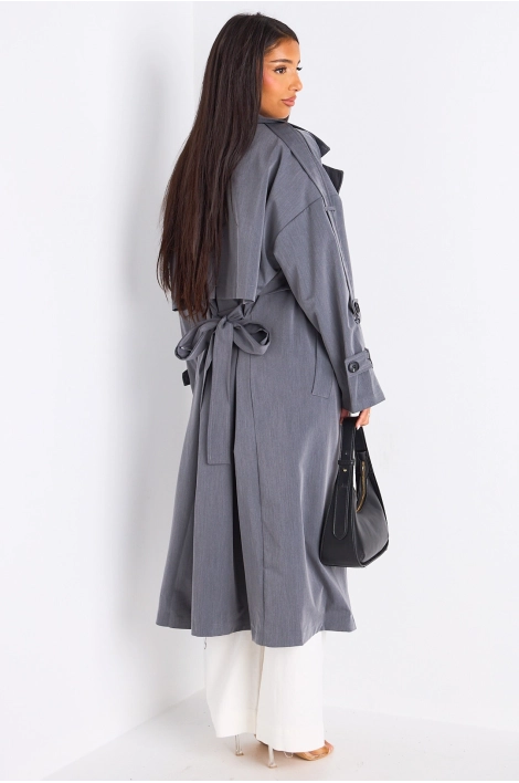 Trench long de couleur gris clair