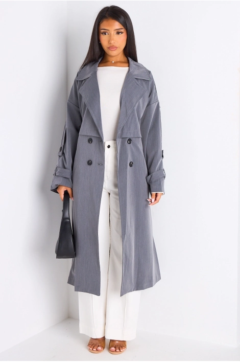 Trench long de couleur gris clair