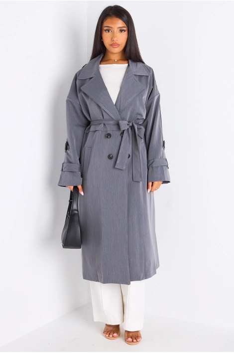 Trench long de couleur gris clair