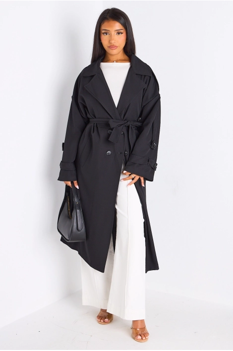 Trench long de couleur noire