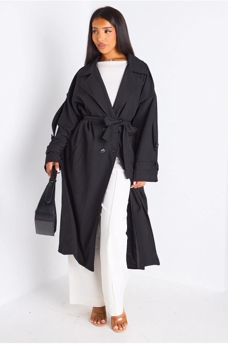 Trench long de couleur noire