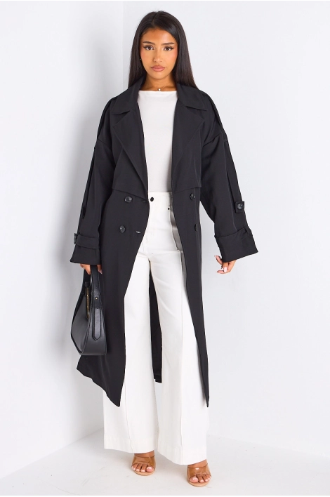Trench long de couleur noire