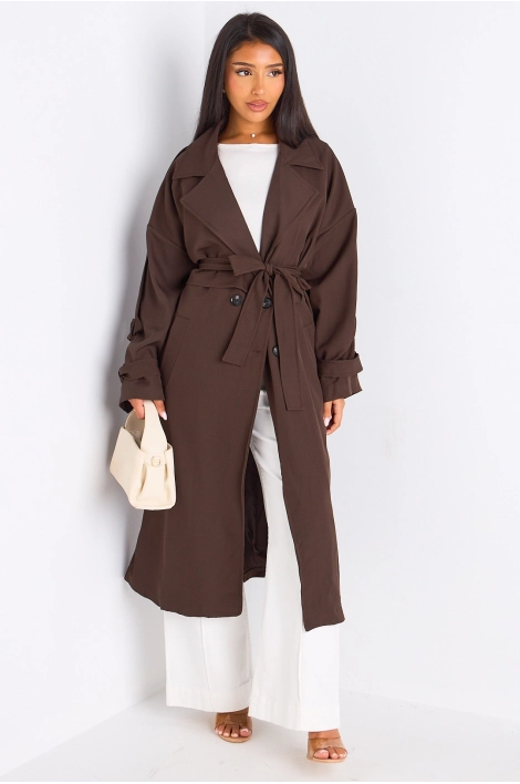Trench long de couleur marron