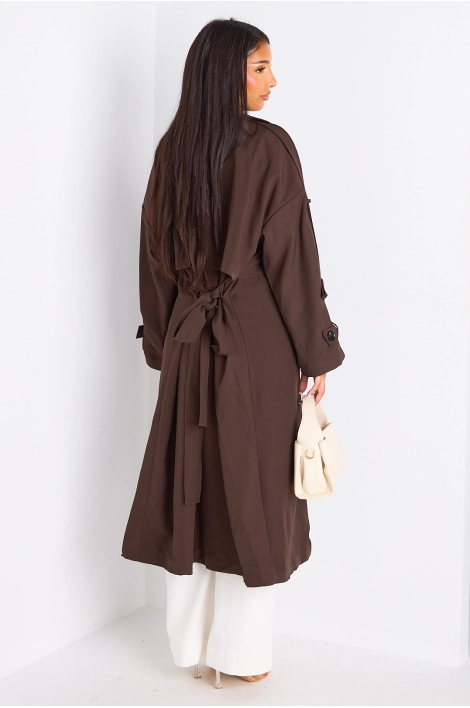Trench long de couleur marron