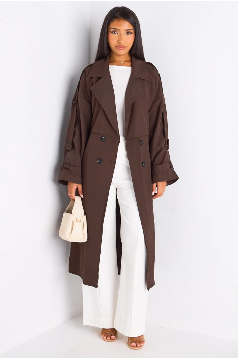 Trench long de couleur marron