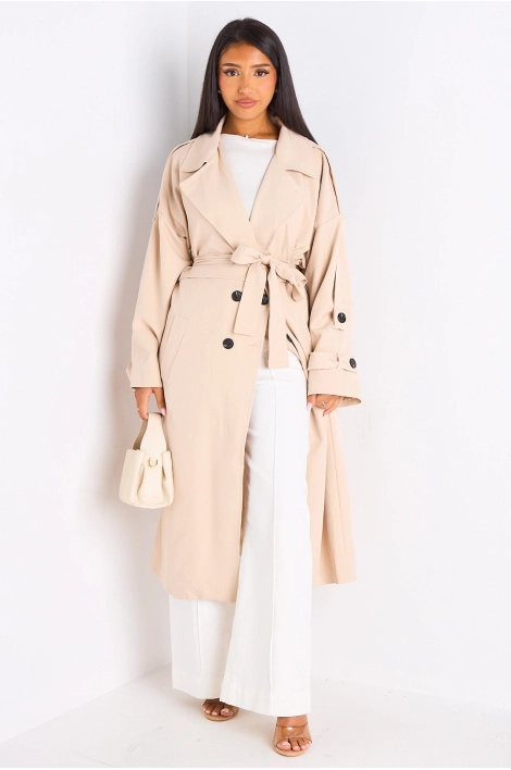 Trench long de couleur beige