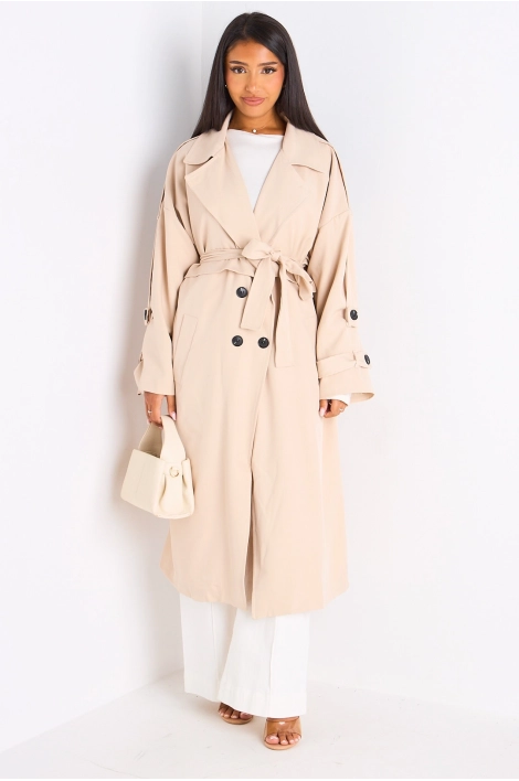 Trench long de couleur beige