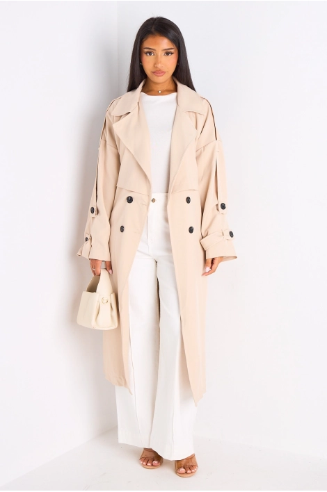 Trench long de couleur beige