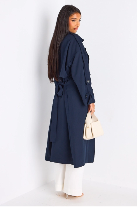 Trench long de couleur bleu marine