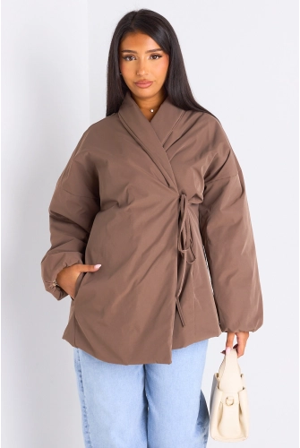 Veste ballon croisée taupe