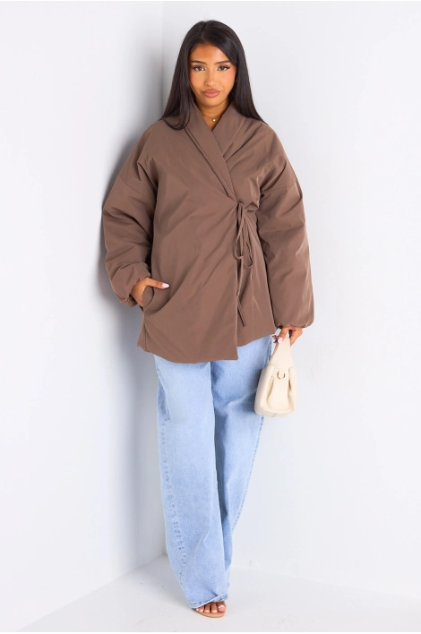 Veste ballon croisée taupe