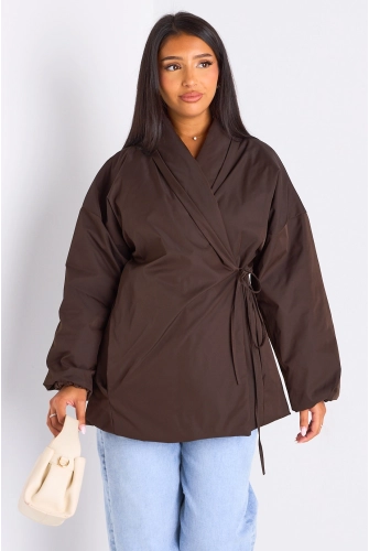 Veste ballon croisée marron