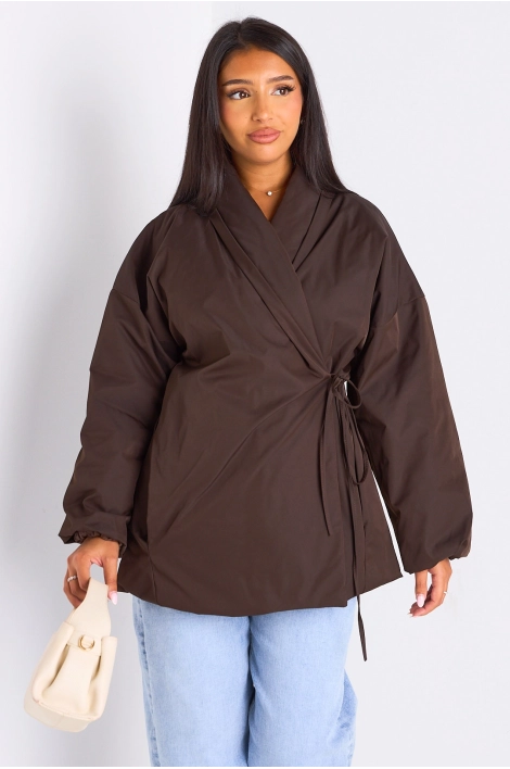 Veste ballon croisée marron