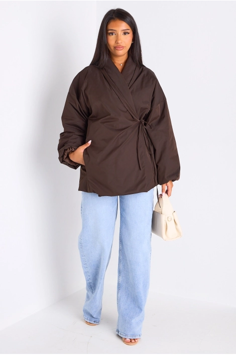 Veste ballon croisée marron