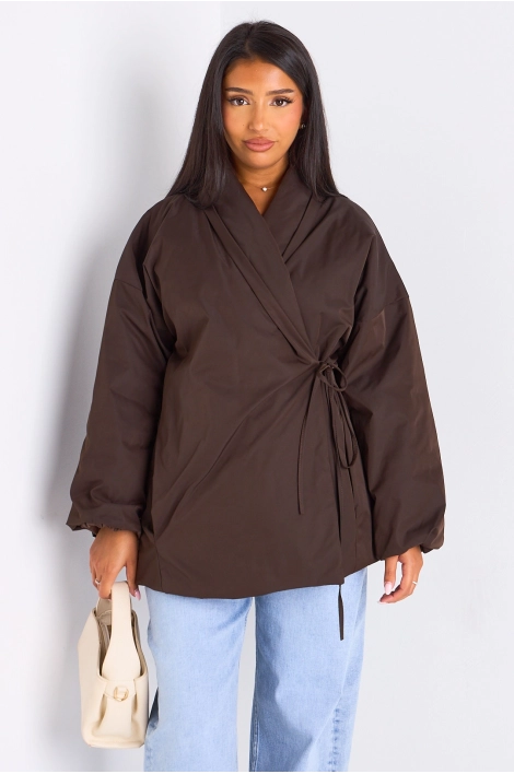Veste ballon croisée marron
