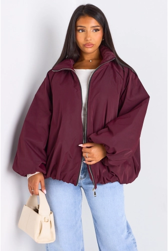 Veste courte ballon prune