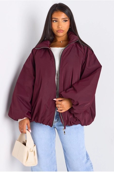 Veste courte ballon prune