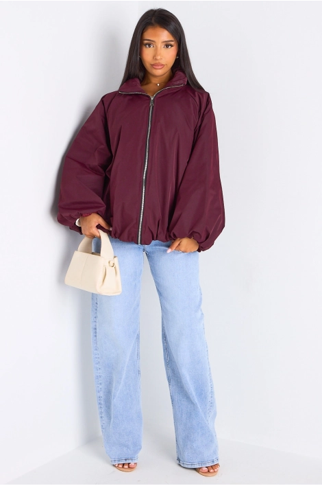 Veste courte ballon prune