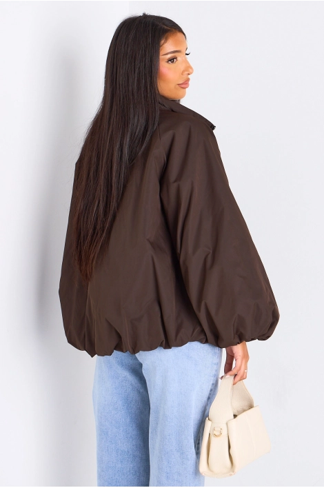Veste courte ballon marron