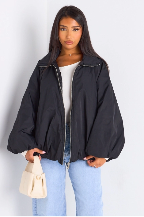 Veste courte ballon de couleur noire