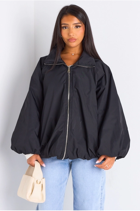 Veste courte ballon de couleur noire