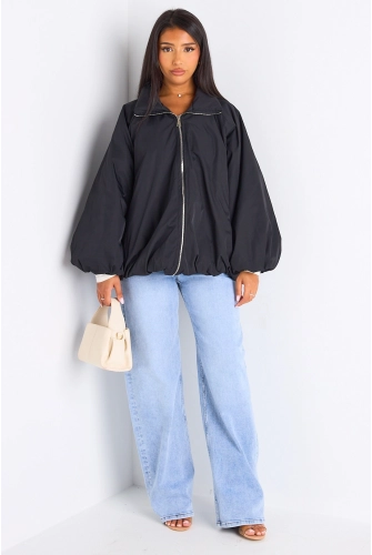 Veste courte ballon de couleur noire