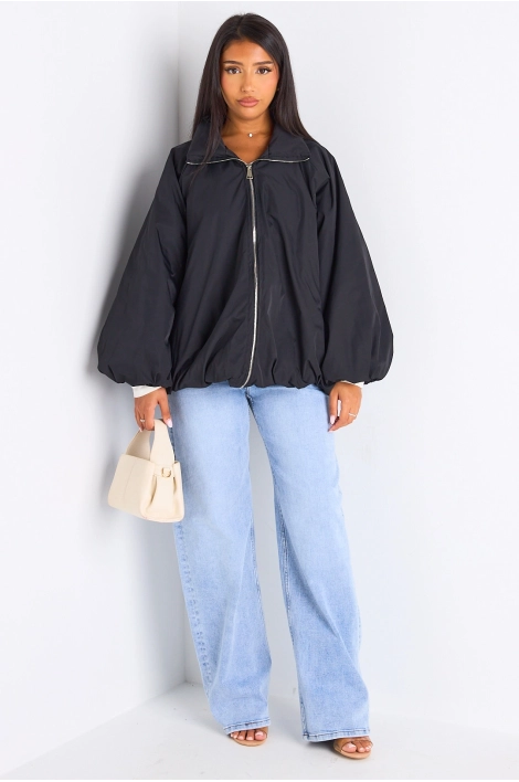 Veste courte ballon de couleur noire