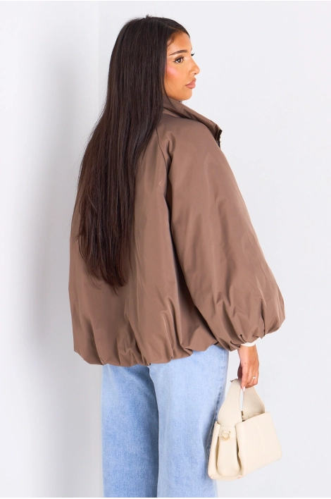 Veste courte ballon taupe