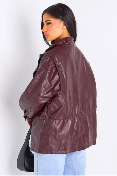 Veste en simili cuir bordeaux