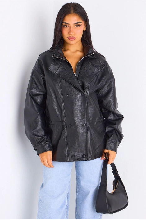 Veste en simili cuir noir