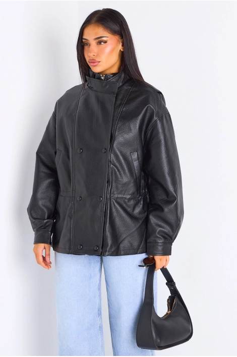 Veste en simili cuir noir