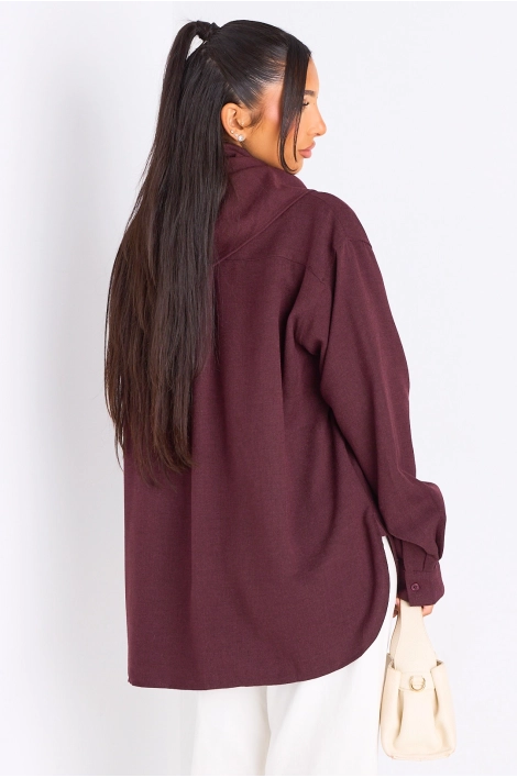 Chemise à manches longues prune + châle
