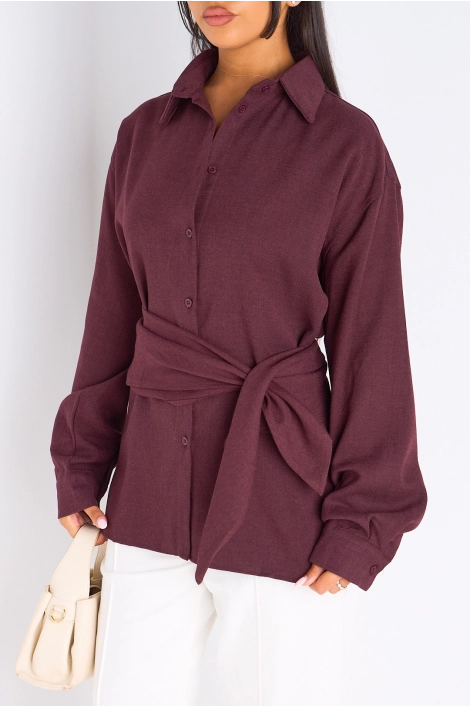 Chemise à manches longues prune + châle