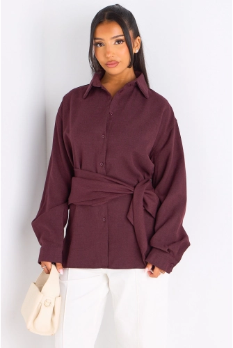 Chemise à manches longues prune + châle