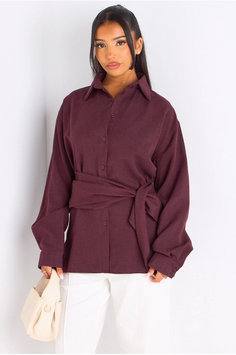 Chemise à manches longues prune + châle