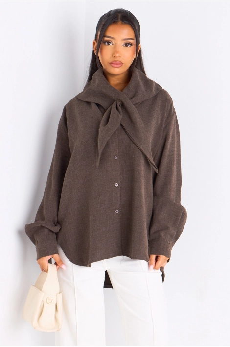 Chemise à manches longues marron + châle